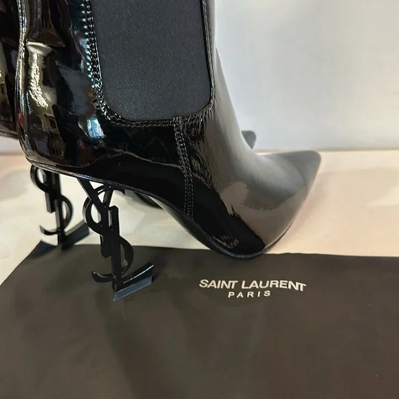 Women’s YSL Saint Laurent Opyum 110 Patent Leather Booties - Size 8 - Picture 5 of 8